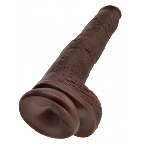 Коричневый фаллоимитатор-гигант 14" Cock with Balls - 37,5 см.