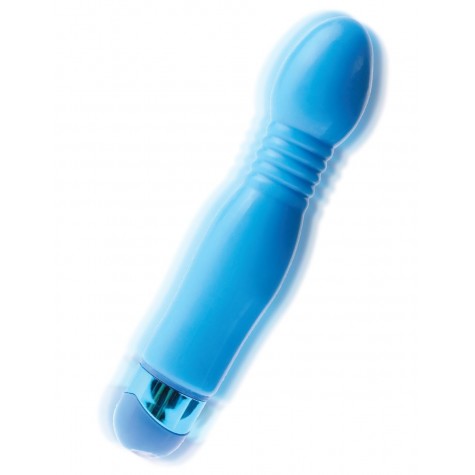 Голубой гибкий вибромассажер Powder Puff Massager - 17,1 см.